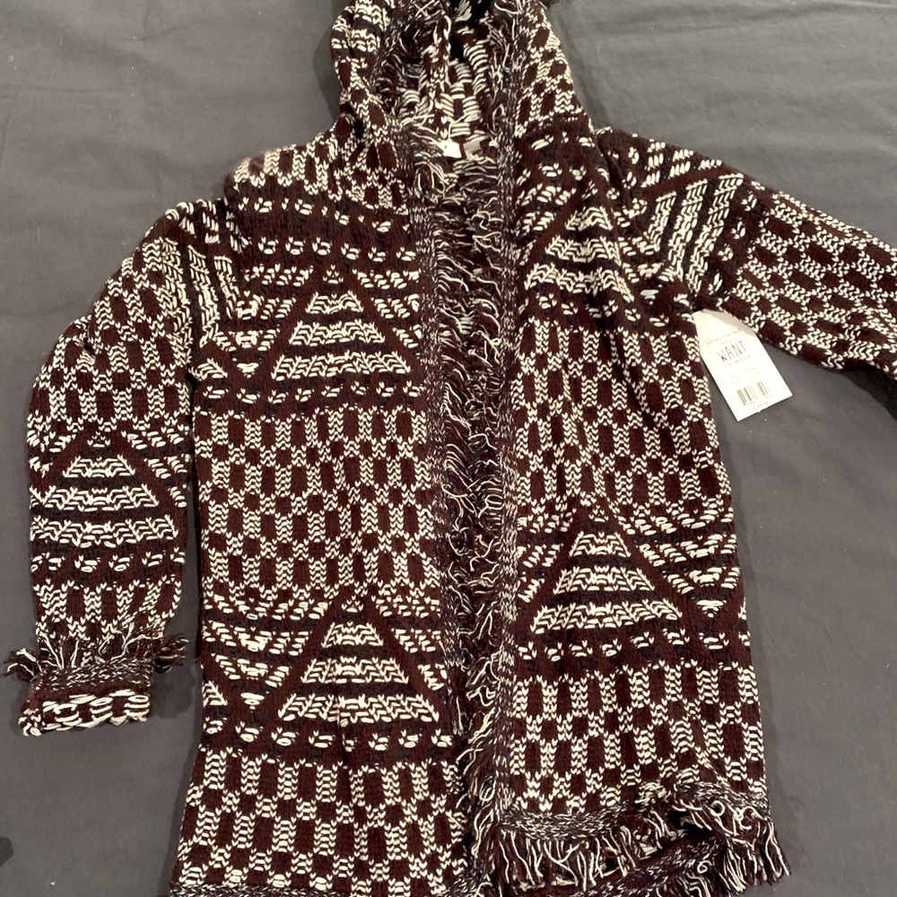 Girls pattern cardigan with fringe